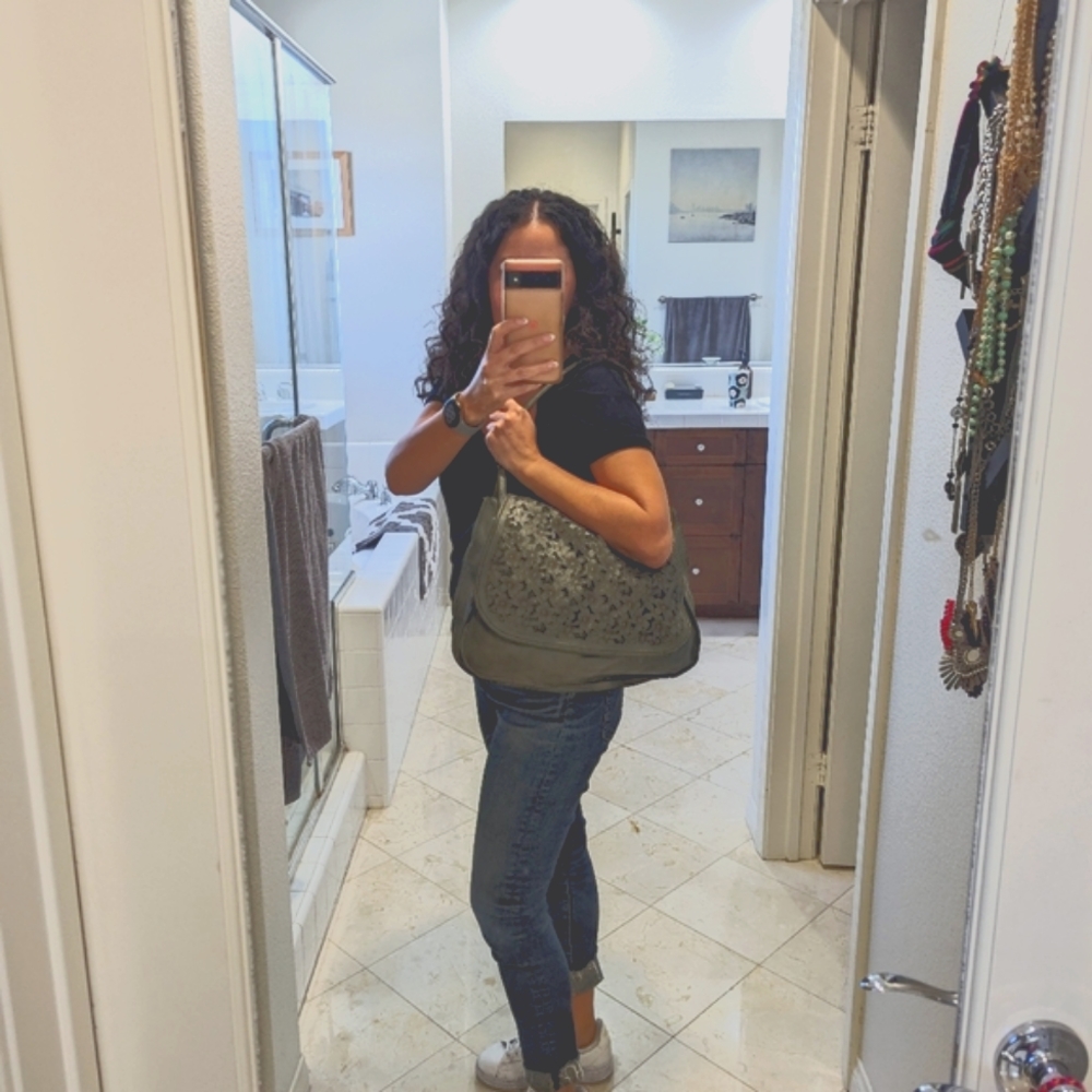 New Costanza Rota Floral Cutout Satchel Crossbody Tote Italian Leather - Picture 12 of 12